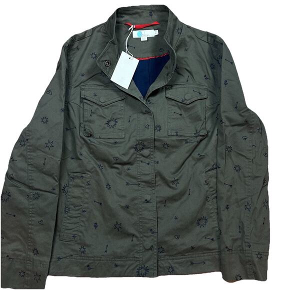 Boden‎ Jacket Size 12 Army Green Utility Jacket Embroidered Cotton New Coat - Picture 1 of 4